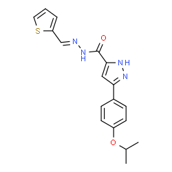 (E)-3-(4-isopropoxyphenyl)-N-(thiophen-2-ylmethylene)-1H-pyrazole-5-carbohydrazide结构式