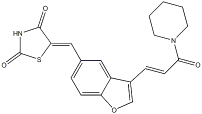 5-[3-(3-Oxo-3-piperidin-1-yl-propenyl)-benzofuran-5-ylMethylene]-thiazolidine-2,4-dione Structure