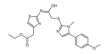 ethyl 2-[2-[[2-[5-(4-methoxyphenyl)-1-methylimidazol-2-yl]sulfanylacetyl]amino]-1,3-thiazol-4-yl]acetate结构式