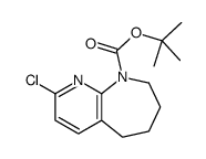 2-氯-5,6,7,8-四氢-吡啶并[2,3-b]氮杂卓-9-羧酸叔丁酯结构式