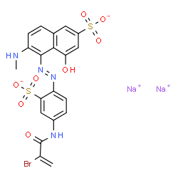disodium 5-[[4-[(2-bromo-1-oxoallyl)amino]-2-sulphonatophenyl]azo]-4-hydroxy-6-(methylamino)naphthalene-2-sulphonate Structure