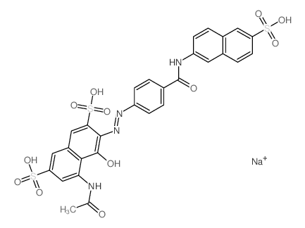 (3E)-5-acetamido-4-oxo-3-[[4-[(6-sulfonaphthalen-2-yl)carbamoyl]phenyl]hydrazinylidene]naphthalene-2,7-disulfonic acid Structure