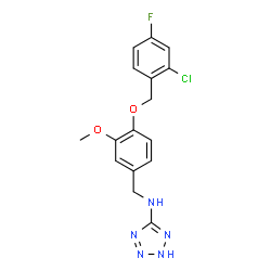 N-{4-[(2-chloro-4-fluorobenzyl)oxy]-3-methoxybenzyl}-1H-tetrazol-5-amine structure