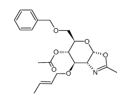 2-methyl-(2-acetamido-4-O-acetyl-6-O-benzyl-3-O-(2-butenyl)-1,2-dideoxy alpha-D-glucopyrano)(2,1-d)-2-oxazoline结构式