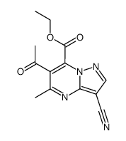 6-acetyl-7-carbethoxy-5-methylpyrazolo[1,5-a]pyrimidine-3-carbonitrile结构式