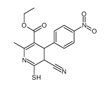 ethyl 3-cyano-6-methyl-4-(4-nitrophenyl)-2-sulfanylidene-3,4-dihydro-1H-pyridine-5-carboxylate结构式