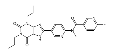 1,3-Dipropyl-8-[6-(N-(6-fluoronicotinoyl)-N-(methyl)amino)-3-pyridyl]xanthine结构式