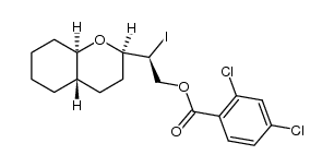 (1R*,3R*,6S*)-3-[(1S*)-2-((2,4-dichlorobenzoyl)oxy)-1-iodoethyl]-2-oxabicyclo[4.4.0]decane Structure
