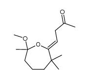4-(3'-methoxy-3',7',7'-trimethyl-2'-oxa-1'-cycloheptylidene)-2-butanone结构式