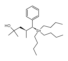 (4RS,5RS)-2,4-dimethyl-5-phenyl-5-tributylstannyl-2-pentanol Structure