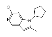 2-Chloro-7-cyclopentyl-6-methyl-7H-pyrrolo[2,3-d]pyrimidine结构式