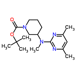2-Methyl-2-propanyl 3-[(4,6-dimethyl-2-pyrimidinyl)(methyl)amino]-1-piperidinecarboxylate结构式