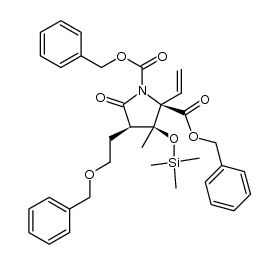 (2R,3S,4R)-dibenzyl 4-(2-(benzyloxy)ethyl)-3-methyl-5-oxo-3-((trimethylsilyl)oxy)-2-vinylpyrrolidine-1,2-dicarboxylate结构式