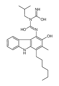 1-carbamoyl-3-(1-hexyl-3-hydroxy-2-methyl-9H-carbazol-4-yl)-1-(2-methylpropyl)urea结构式