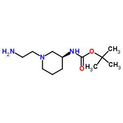 2-Methyl-2-propanyl [(3S)-1-(2-aminoethyl)-3-piperidinyl]carbamate结构式