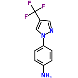 4-(4-(trifluoromethyl)-1H-pyrazol-1-yl)aniline structure