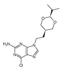 cis-2-amino-6-chloro-9-(2-(2-iso-propyl-1,3-dioxan-5-yl)ethyl)purine Structure