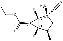 Bicyclo[3.1.0]hexane-6-carboxylic acid, 2-amino-2-cyano-4-methyl-, ethyl ester,结构式