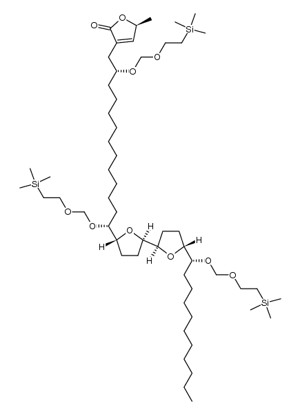 (S)-3-((2R,13R)-2,13-bis((2-(trimethylsilyl)ethoxy)methoxy)-13-((2R,2'R,5R,5'R)-5'-((R)-1-((2-(trimethylsilyl)ethoxy)methoxy)undecyl)octahydro-[2,2'-bifuran]-5-yl)tridecyl)-5-methylfuran-2(5H)-one Structure