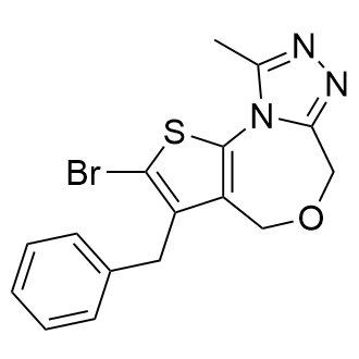 3-苄基-2-溴-9-甲基-4H,6H-噻吩并[2,3-e][1,2,4]三唑并[3,4-c][1,4]奥氮平结构式