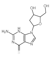 6H-Purine-6-thione,2-amino-9-(2-deoxy-a-D-erythro-pentofuranosyl)-1,9-dihydro- Structure