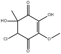 (-)-6-Chloro-3,5-dihydroxy-2-methoxy-5-methyl-2-cyclohexene-1,4-dione结构式