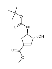 (3R,4R)-4-tert-Butoxycarbonylamino-3-hydroxycyclopent-1-enecarboxylic acid methyl ester结构式