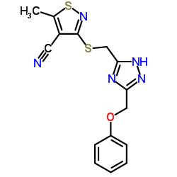 5-Methyl-3-({[3-(phenoxymethyl)-1H-1,2,4-triazol-5-yl]methyl}sulfanyl)-1,2-thiazole-4-carbonitrile Structure