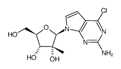 2-amino-4-chloro-7-[2-C-methyl-β-D-ribofuranosyl]-7H-pyrrolo[2,3-d]pyrimidine结构式