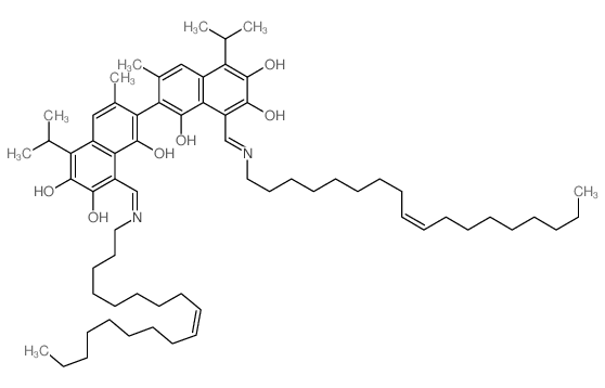 [2,2'-Binaphthalene]-1,1',6,6',7,7'-hexol,3,3'-dimethyl-5,5'-bis(1-methylethyl)-8,8'-bis[(9-octadecenylimino)methyl]-,(?,?,Z,Z)- (9CI)结构式