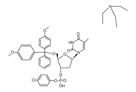 3'-Thymidylic acid, 5'-O-[bis(4-methoxyphenyl)phenylmethyl]-, mono(4-chlorophenyl) ester, compd. with N,N-diethylethanamine (1:1) Structure
