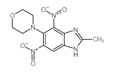 4,6-Dinitro-2-methyl-5-(4-morpholinyl)-1H-benzimidazole结构式
