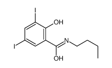 N-butyl-2-hydroxy-3,5-diiodobenzamide结构式