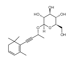 (9R)-9-O-(β-D-glucopyranosyl)-megastigma-3,5-dien-7-yne结构式