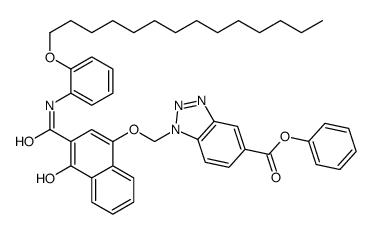 1-[[[4-Hydroxy-3-[[[2-(tetradecyloxy)phenyl]amino]carbonyl]-1-naphthalenyl]oxy]methyl]-1H-benzotriazole-5-carboxylic acid phenyl ester structure