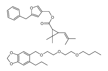 (5-benzylfuran-3-yl)methyl 2,2-dimethyl-3-(2-methylprop-1-enyl)cyclopropane-1-carboxylate,5-[2-(2-butoxyethoxy)ethoxymethyl]-6-propyl-1,3-benzodioxole结构式