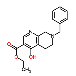 Ethyl 7-benzyl-4-hydroxy-5,6,7,8-tetrahydro-1,7-naphthyridine-3-carboxylate结构式