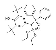 (4-hydroxy-3,5-di-tert-butylphenyl)(diethoxyphosphoryl)methyldiphenylphosphine oxide结构式