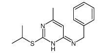 N-benzyl-6-methyl-2-propan-2-ylsulfanylpyrimidin-4-amine结构式
