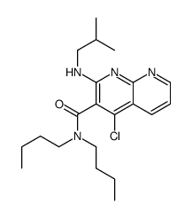 N,N-dibutyl-4-chloro-2-(2-methylpropylamino)-1,8-naphthyridine-3-carboxamide结构式