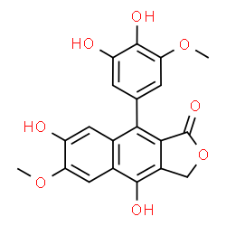 9-(3,4-Dihydroxy-5-methoxyphenyl)-4,7-dihydroxy-6-methoxynaphtho[2,3-c]furan-1(3H)-one结构式