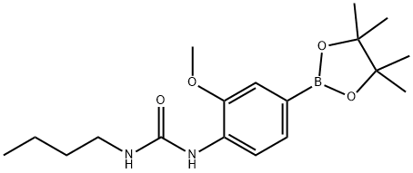 3-甲氧基-4-丁基脲基苯硼酸频哪醇酯结构式