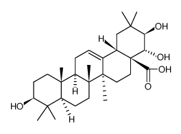 3β,21β,22α-Trihydroxyolean-12-en-28-oic acid structure