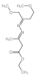 Butanoic acid,3-[2-[3-methoxy-1-(methoxymethyl)propylidene]hydrazinylidene]-, ethyl ester Structure