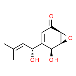 7-Oxabicyclo[4.1.0]hept-3-en-2-one, 5-hydroxy-4-[(1R)-1-hydroxy-3-methyl-2-butenyl]-, (1S,5S,6S)-rel- (9CI)结构式