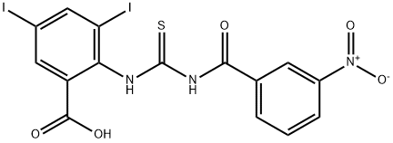 3,5-diiodo-2-[[[(3-nitrobenzoyl)amino]thioxomethyl]amino]-benzoic acid structure