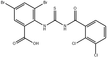 3,5-dibromo-2-[[[(2,3-dichlorobenzoyl)amino]thioxomethyl]amino]-benzoic acid结构式