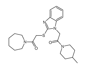 1H-Azepine,hexahydro-1-[[[1-[2-(4-methyl-1-piperidinyl)-2-oxoethyl]-1H-benzimidazol-2-yl]thio]acetyl]-(9CI) structure