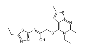 Acetamide, 2-[(5-ethyl-2,6-dimethylthieno[2,3-d]pyrimidin-4-yl)thio]-N-(5-ethyl-1,3,4-thiadiazol-2-yl)- (9CI)结构式