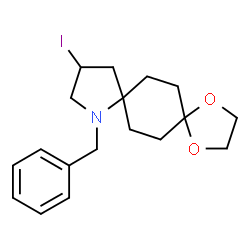 9-苄基-11碘-1,4-二氧杂-9-氮杂螺[4.2.48.25]十四烷结构式